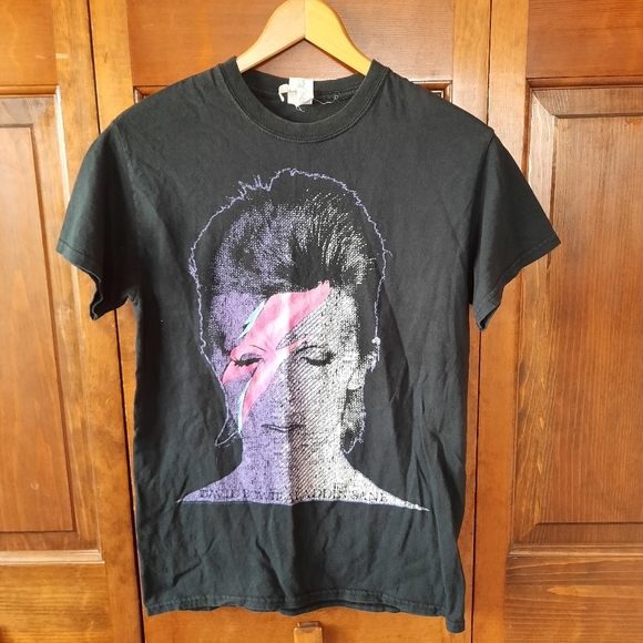 David Bowie Aladdin Sane black graphic band merch concert t-shirt - Picture 1 of 9